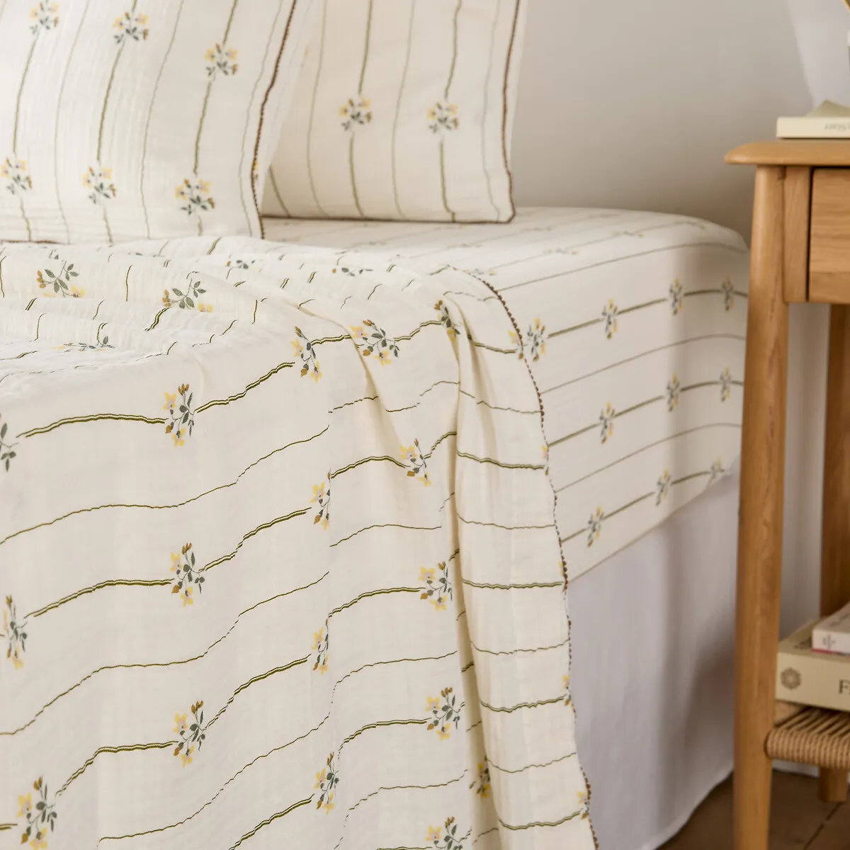 Drap Plat En Gaze De Coton, Imprimé Fleurs, RISETTI