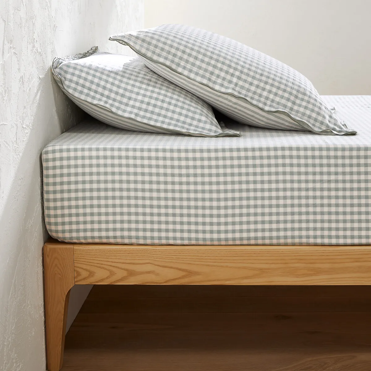Drap Housse Coton Seersucker Bonnet 30 Cm, COTTAGE VERT