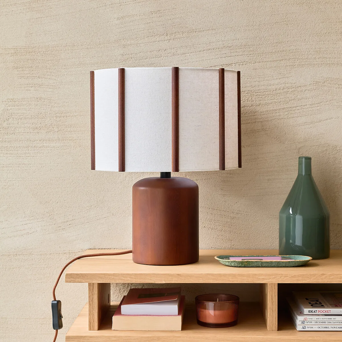 Lampe À Poser En Hévéa Et Lin, Vintela — vue 3