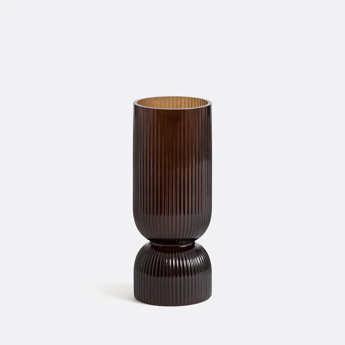 Vase En Verre Strié H26 Cm, Valira
