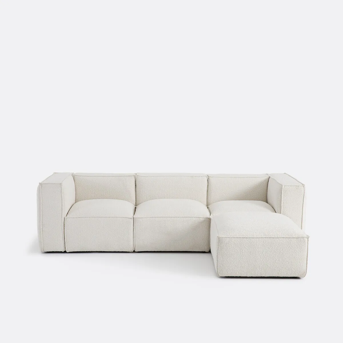 Canapé Modulable, 3 Places Et Pouf, En Bouclette, SEVEN 