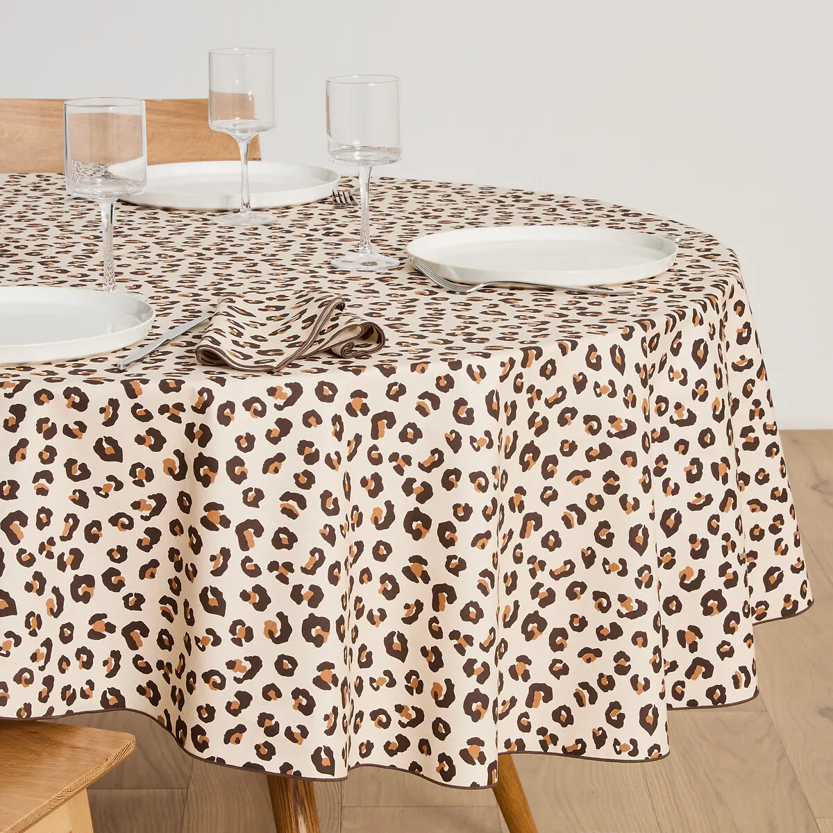 Nappe Ronde, Imprimé Léopard, En Coton, LEOPOLD