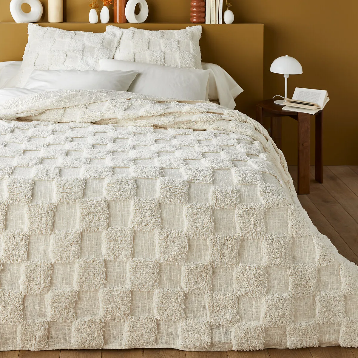 Dessus De Lit Coton Tufté Motif Damier, Renzo