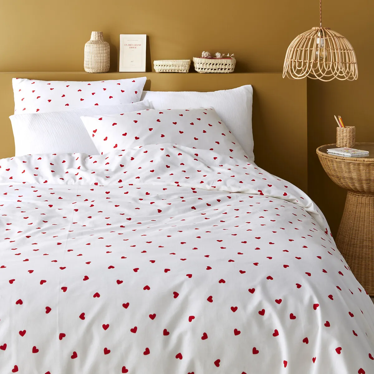 Parure 50% Coton Recyclé, Taie Rect., Scacco Rouge