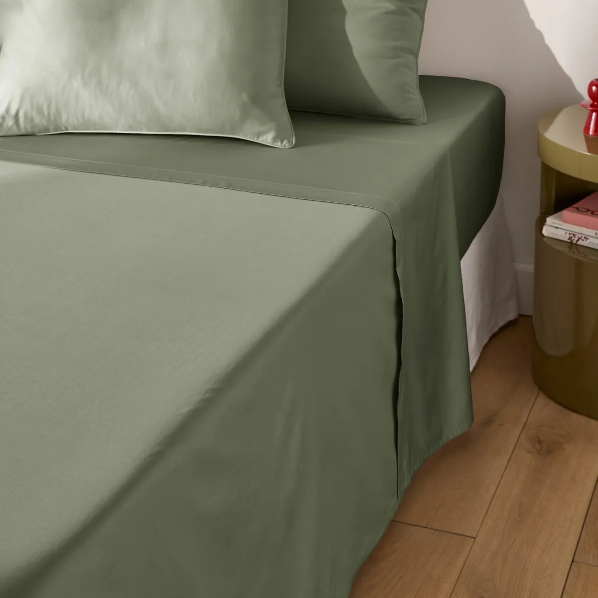 Drap Plat Uni En Satin De Coton, 153 Fils, Opale — vue 3