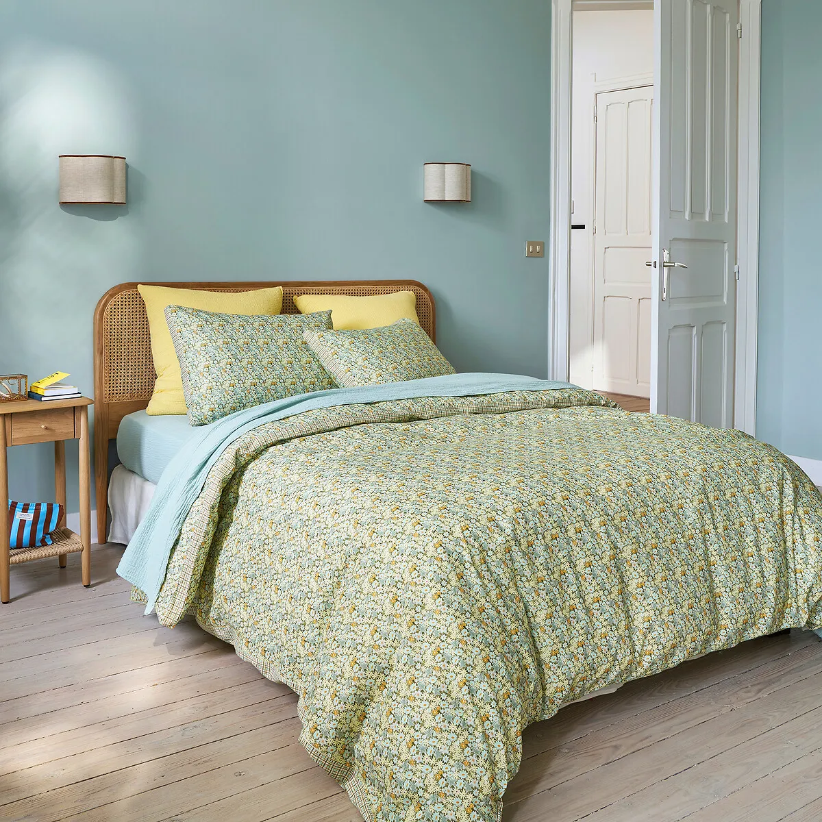 Housse De Couette En Coton Et Lin Lavé, Imprimé Fleurs, DALINA — vue 3