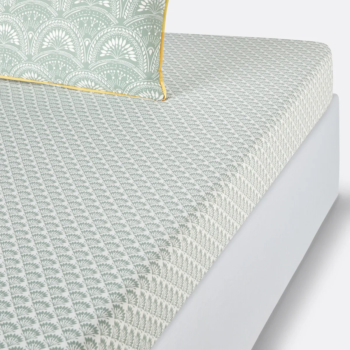 Drap Housse En Coton Lavé, Jaipur Vert