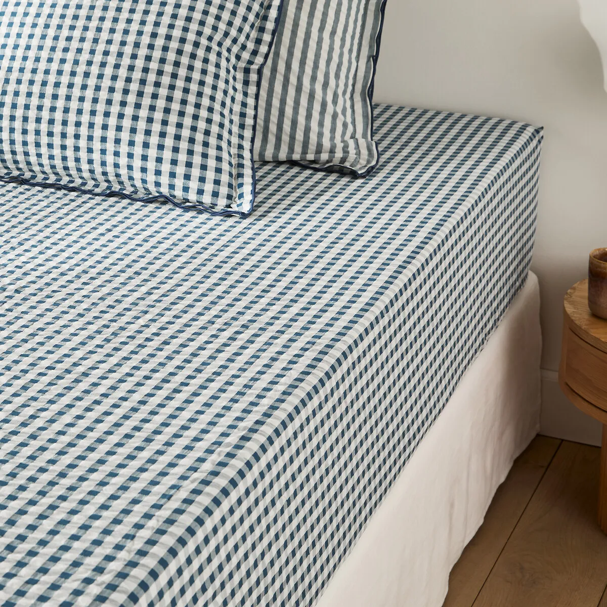 Drap-housse Coton Seersucker 30 Cm, COTTAGE BLEU — vue 3