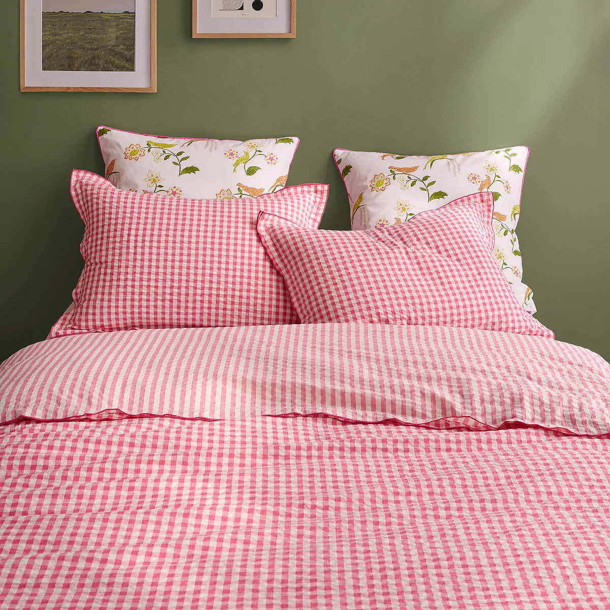 Housse De Couette Coton Seersucker, COTTAGE FRAMBOISE — vue 3