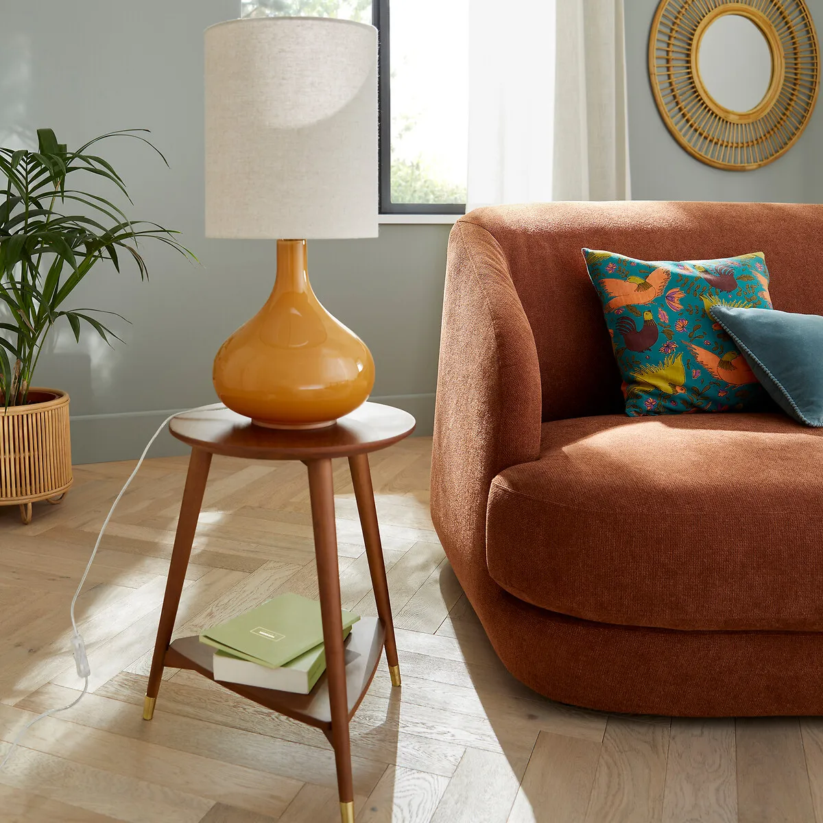 Lampe À Poser Verre Et Lin, Juna — vue 3