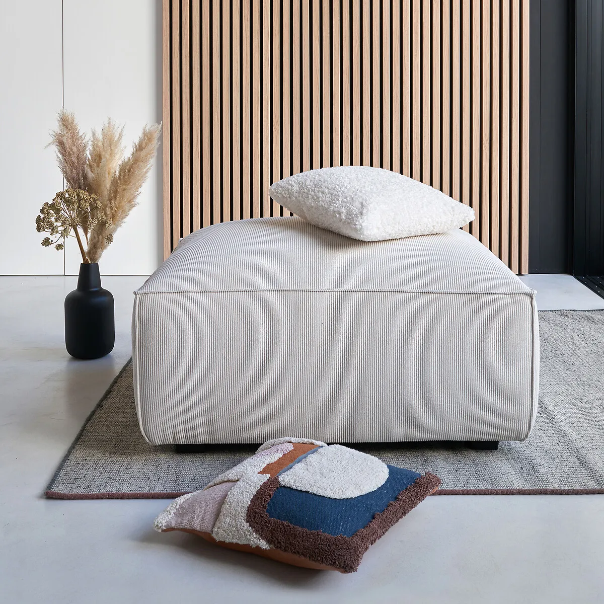 Pouf Modulable En Velours Côtelé Fines Côtes, SEVEN — vue 3