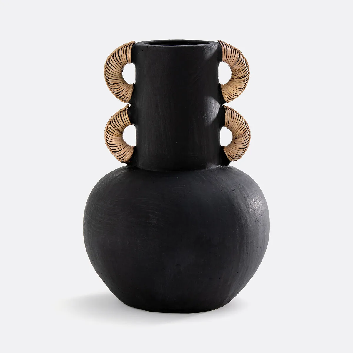 Vase Décoratif En Céramique Et Rotin H41,5 Cm Kuro