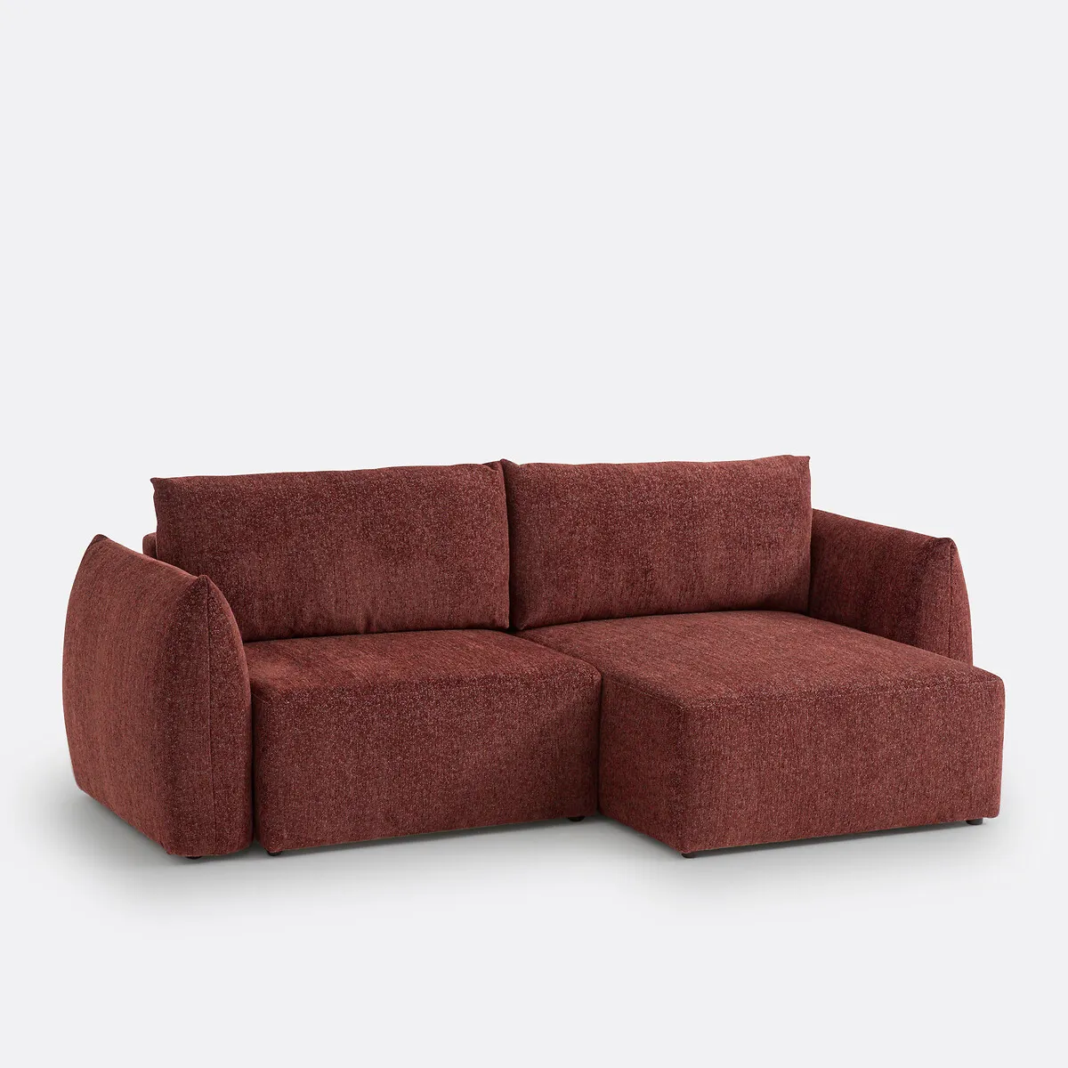 Canapé D'angle Convertible Avec Coffre, 3 Places, En Tissu Chenillé Chiné, EDITH — vue 3
