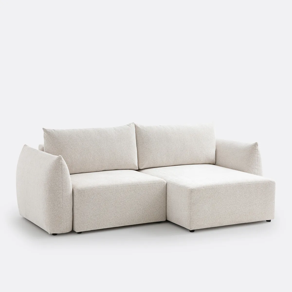 Canapé D'angle Convertible Avec Coffre, 3 Places, En Tissu Chenillé Chiné, EDITH — vue 3