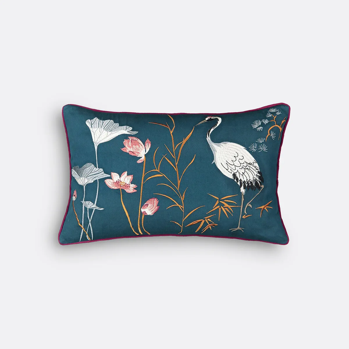 Housse De Coussin Brodée, Grue