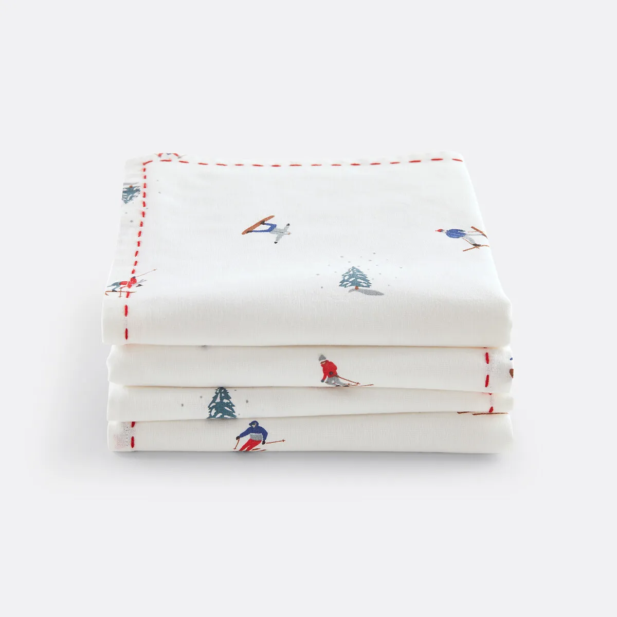 Lot 4 Serviettes De Table, Coton Lavé, Tout Schuss