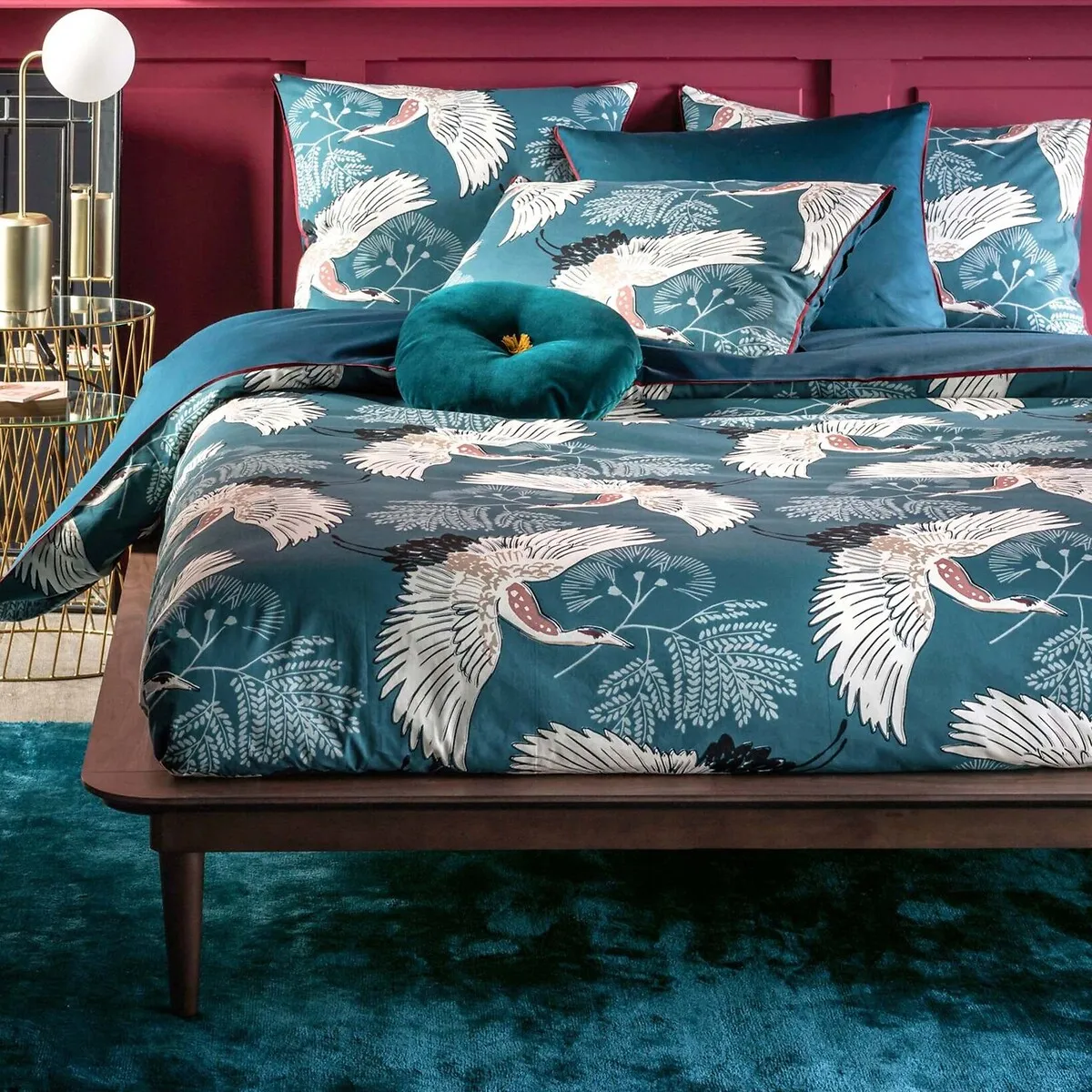 Taie D'oreiller Percale De Coton Grues Bleu — vue 3