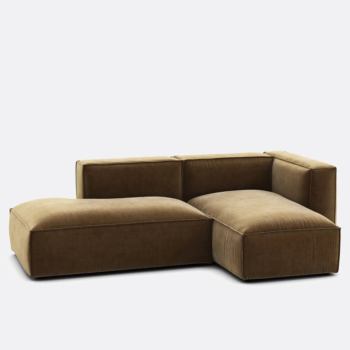 Canapé Modulable D'angle Droit, En Velours Côtelé Vintage, SEVEN — vue 3