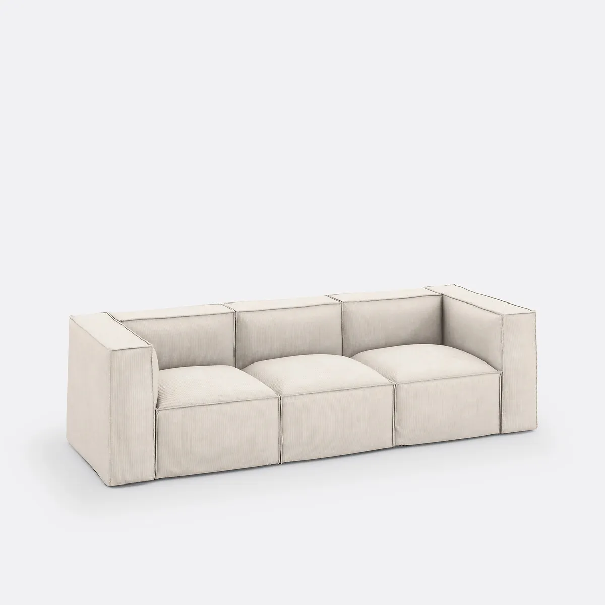 Canapé Modulable, 3 Places, En Velours Côtelé Fines Côtes, SEVEN — vue 3