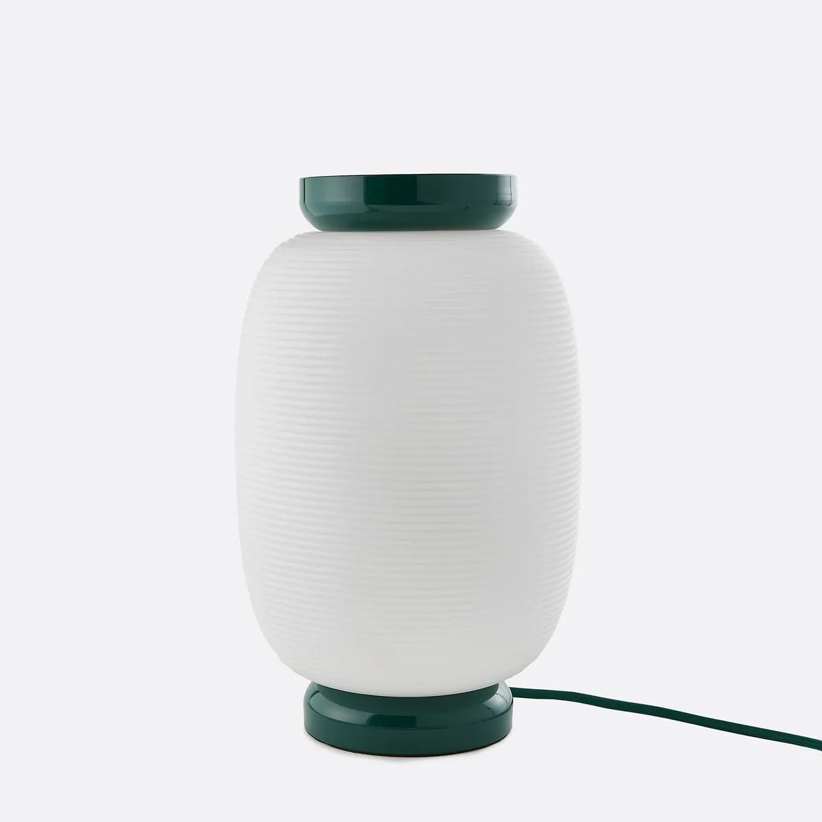 Lampe À Poser En Verre Opaline Rainuré Et Métal Fer, TILAN