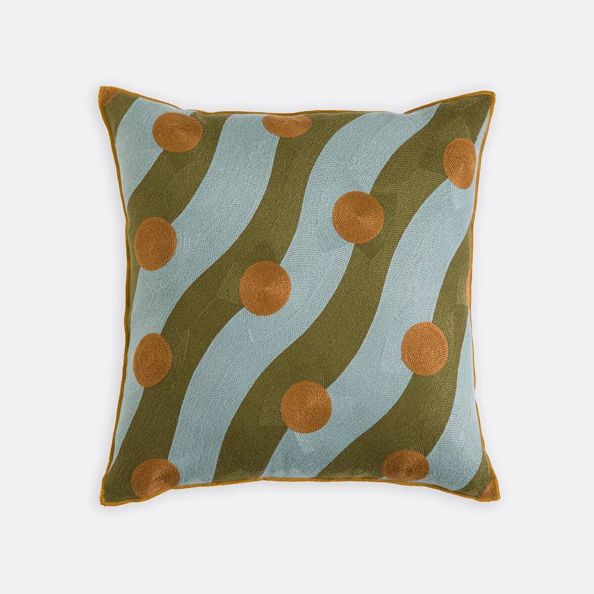 Housse De Coussin Carrée 45x45 Cm, En Lin Et Coton Brodé, TOUMA