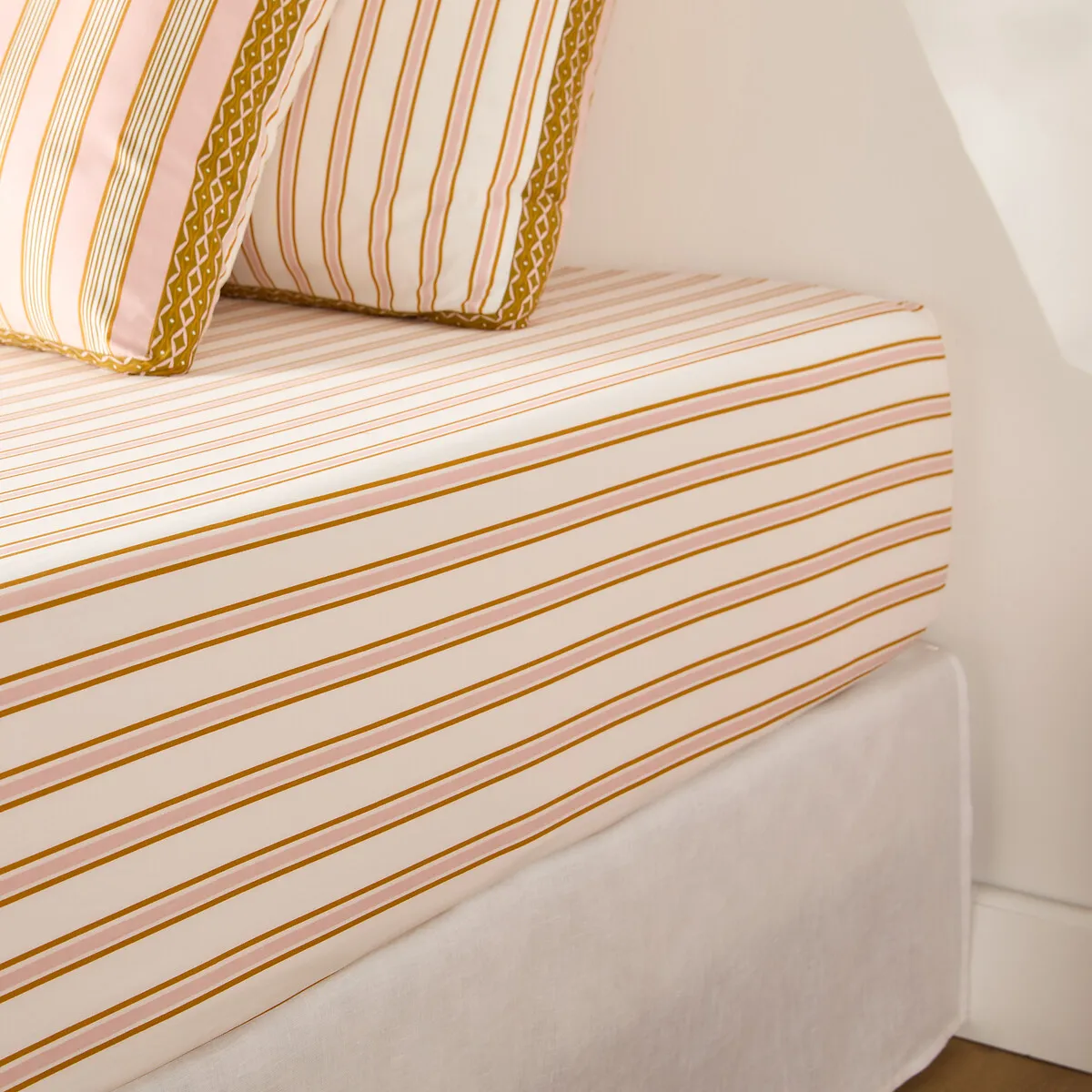 Drap-housse En Percale De Coton Bonnet 30 Cm, À Rayures, Alison