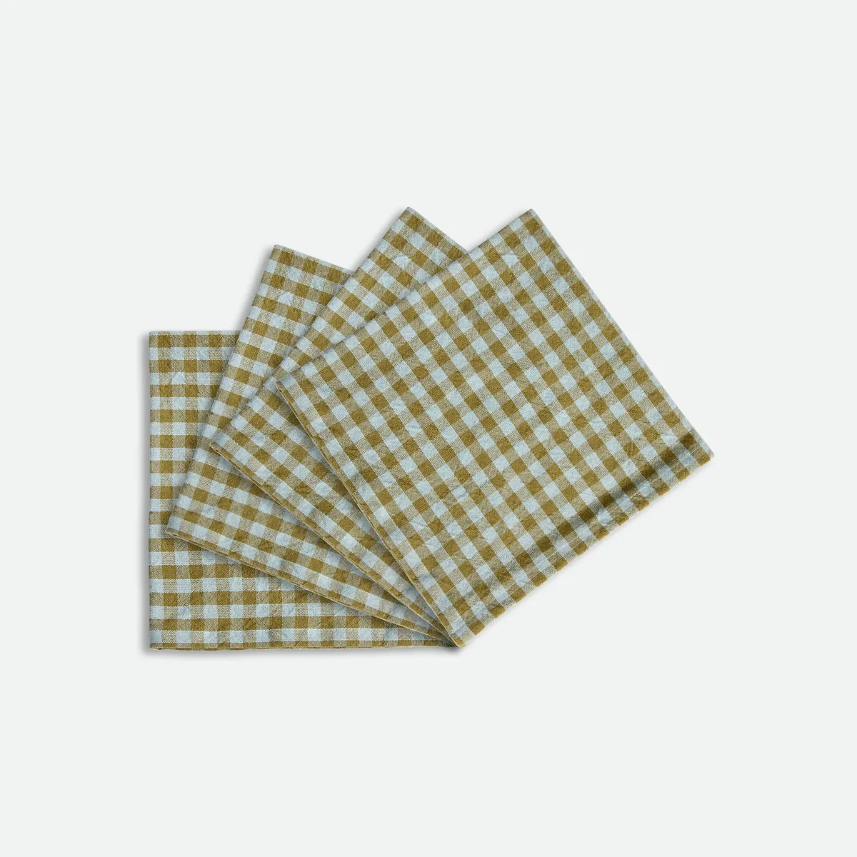 Lot De 4 Serviettes De Table À Carreaux, En Coton Tissé Teint, BETHANY BICOLORE