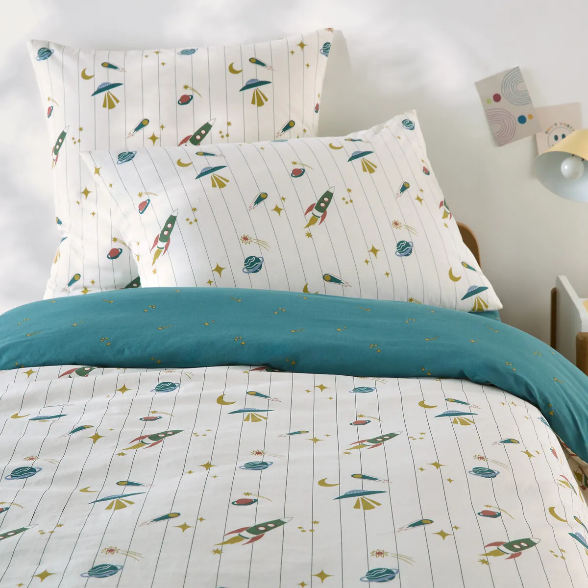 Housse De Couette Enfant, En 30% Coton Lavé Recyclé, Imprimé Fusées, EGOR