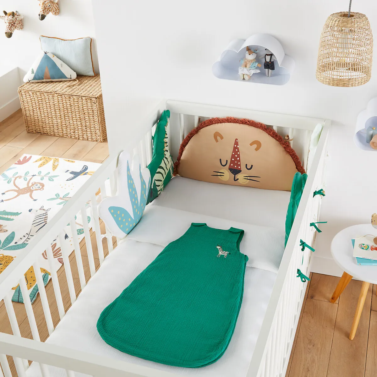 Tour De Lit Modulable Percale De Coton, Junglito