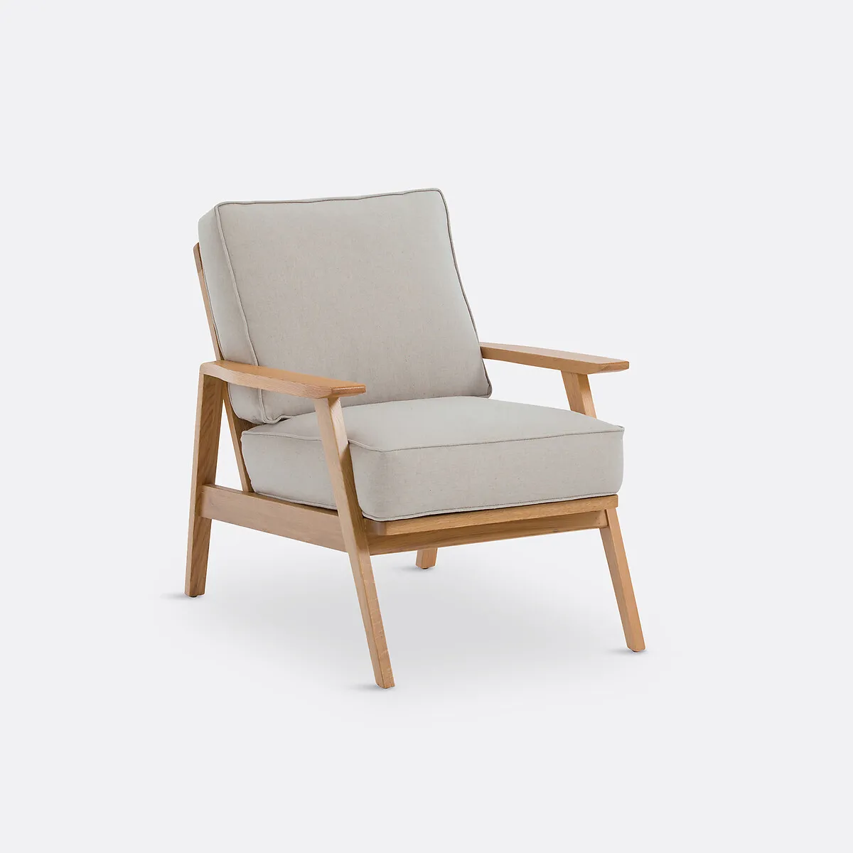 Fauteuil Vintage Chêne Et Coton/lin, Linna