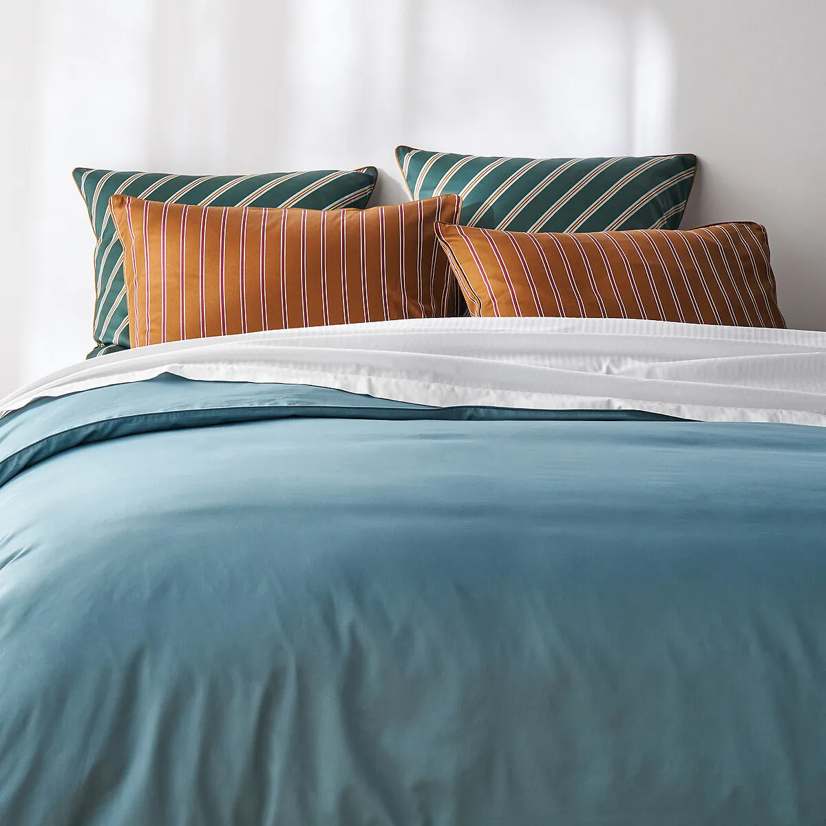 Drap Plat Uni En Satin De Coton, 153 Fils, Opale Rayé — vue 3