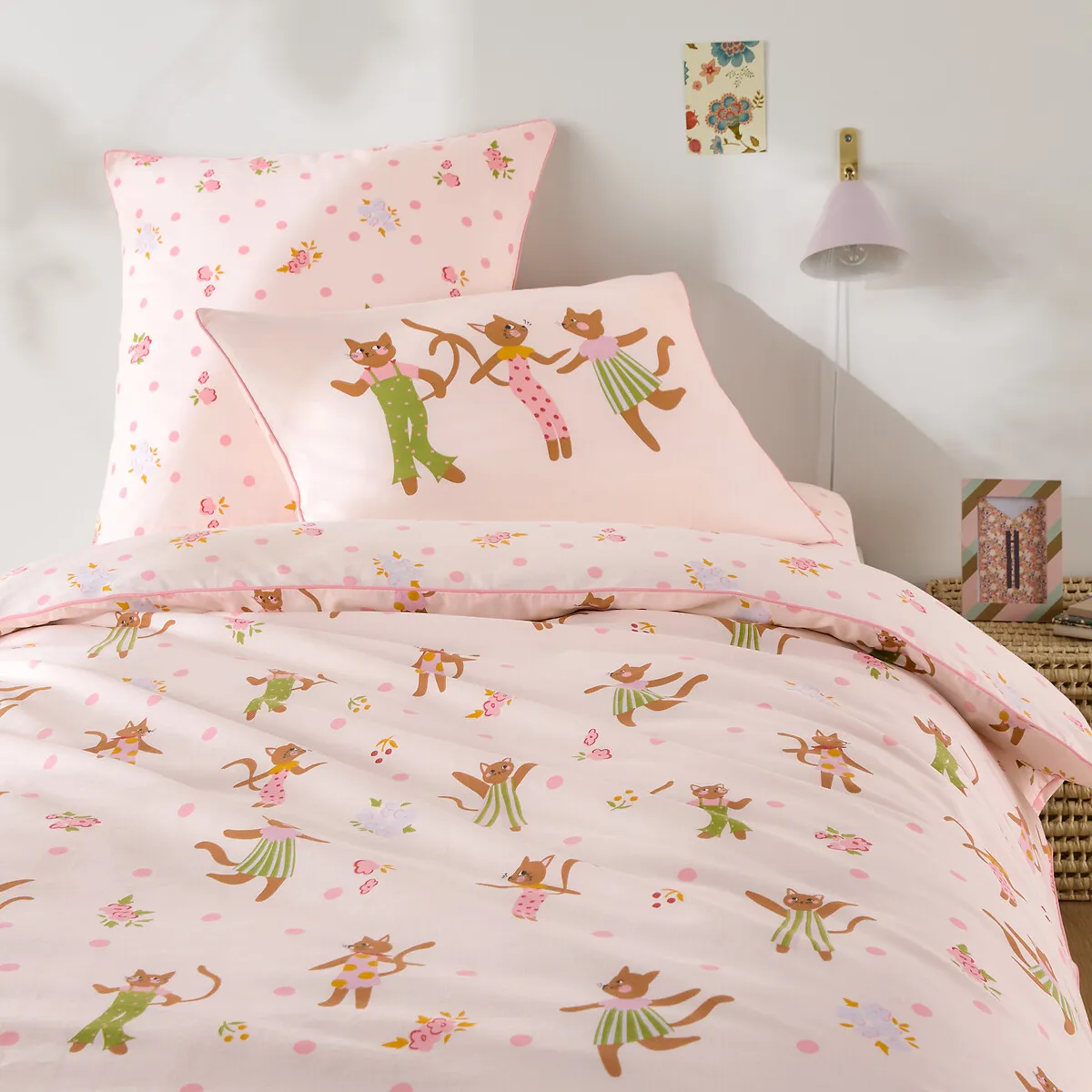 Housse De Couette En Coton Biologique, CHATS FLEURIS