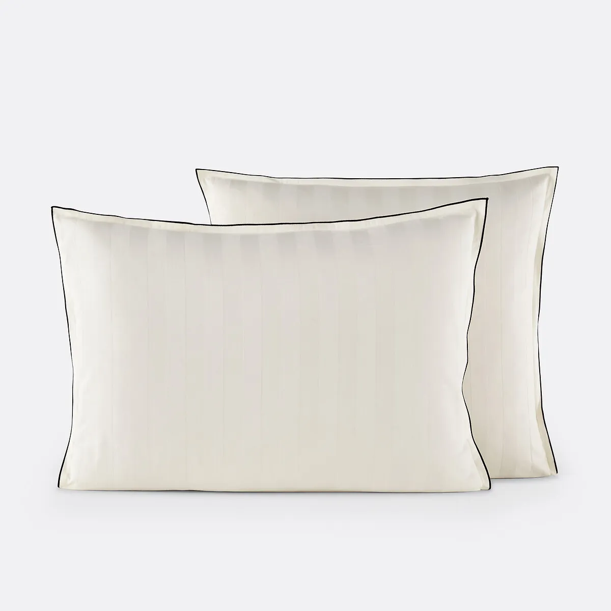 Taie D'oreiller En Satin De Coton Lavé, 118 Fils, Victor Rayé