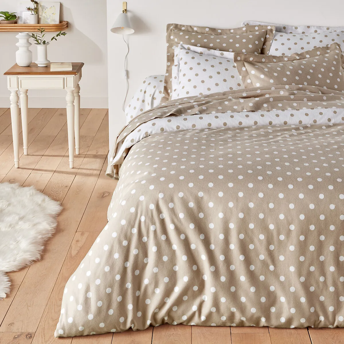 Drap Housse Flanelle Imprimé Pois, Clarisse — vue 3