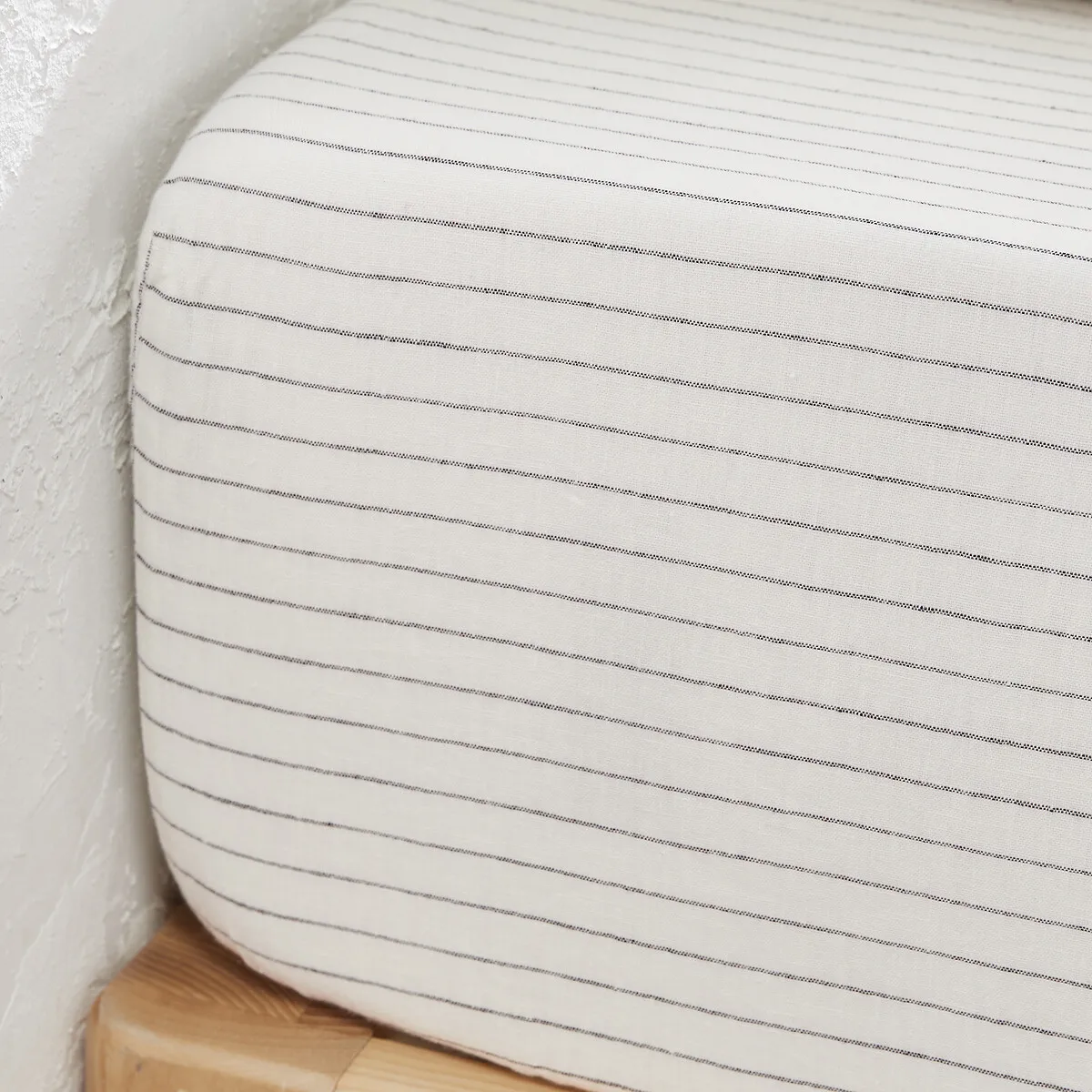 Drap Housse En Lin Lavé Bonnet 30 Cm, Linot Rayé — vue 3