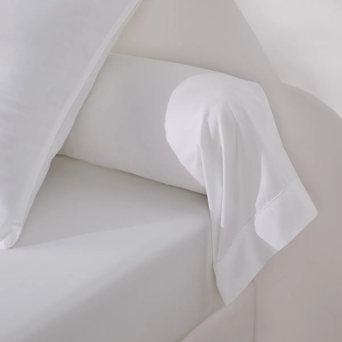 Taie De Traversin Unie En Satin De Coton, 153 Fils, Opale