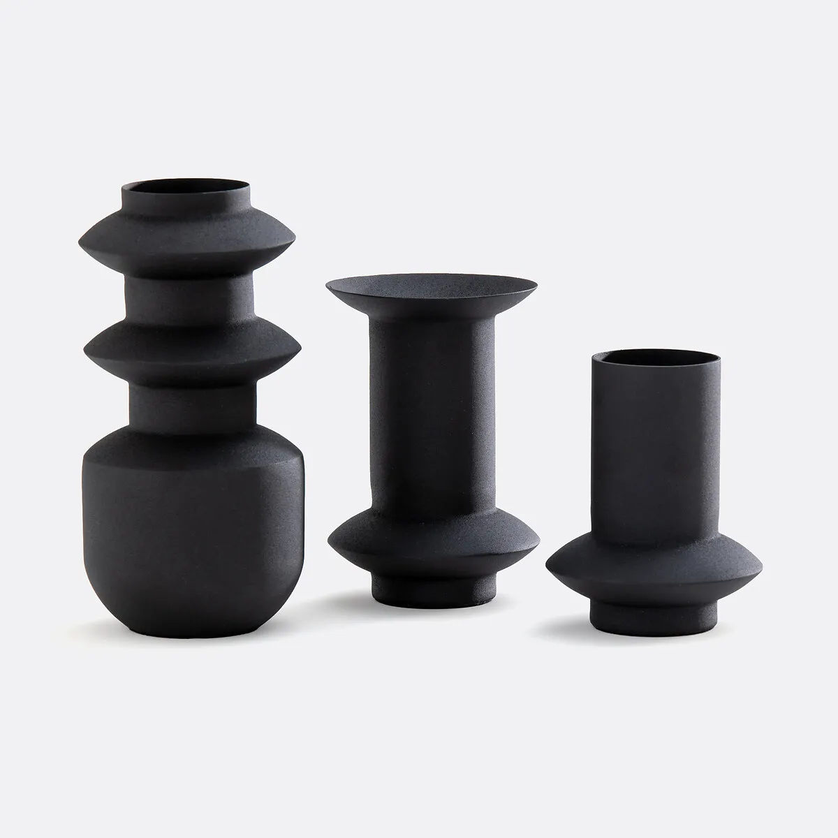 Lot De 3 Vases Design En Métal Fer Texturé Anaïa