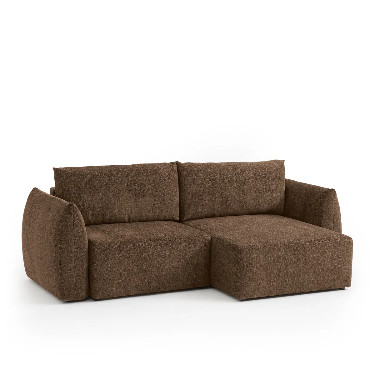 Canapé D'angle Convertible Avec Coffre, 3 Places, En Tissu Chenillé Chiné, EDITH — vue 3