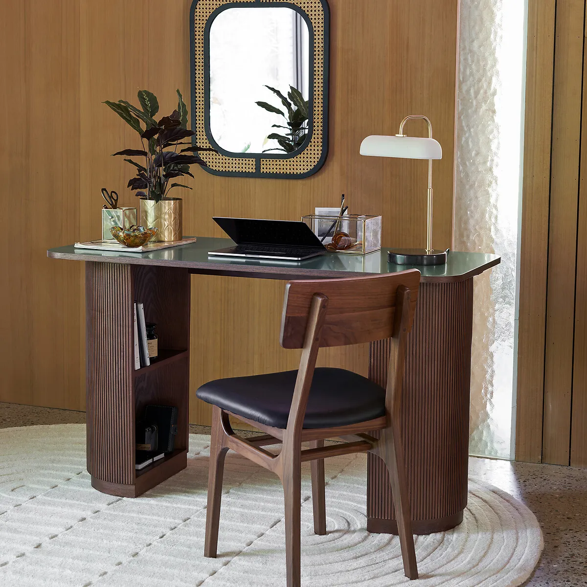 Lot De 2 Chaises Noyer Et Cuir, Larsen — vue 3