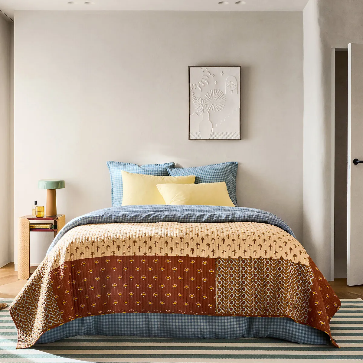 Couvre-lit Kantha Patchwork Imprimé, Coton Lavé, NIZAR — vue 3