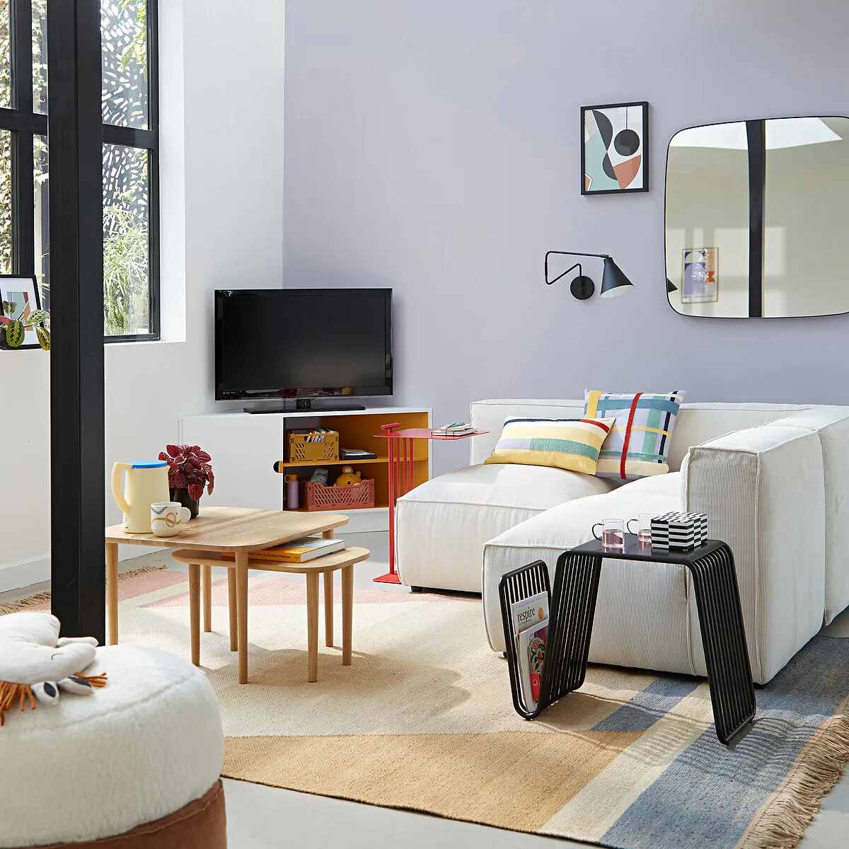 Elément D'angle Pour Canapé Modulable, En Velours Côtelé Fines Côtes, SEVEN — vue 3