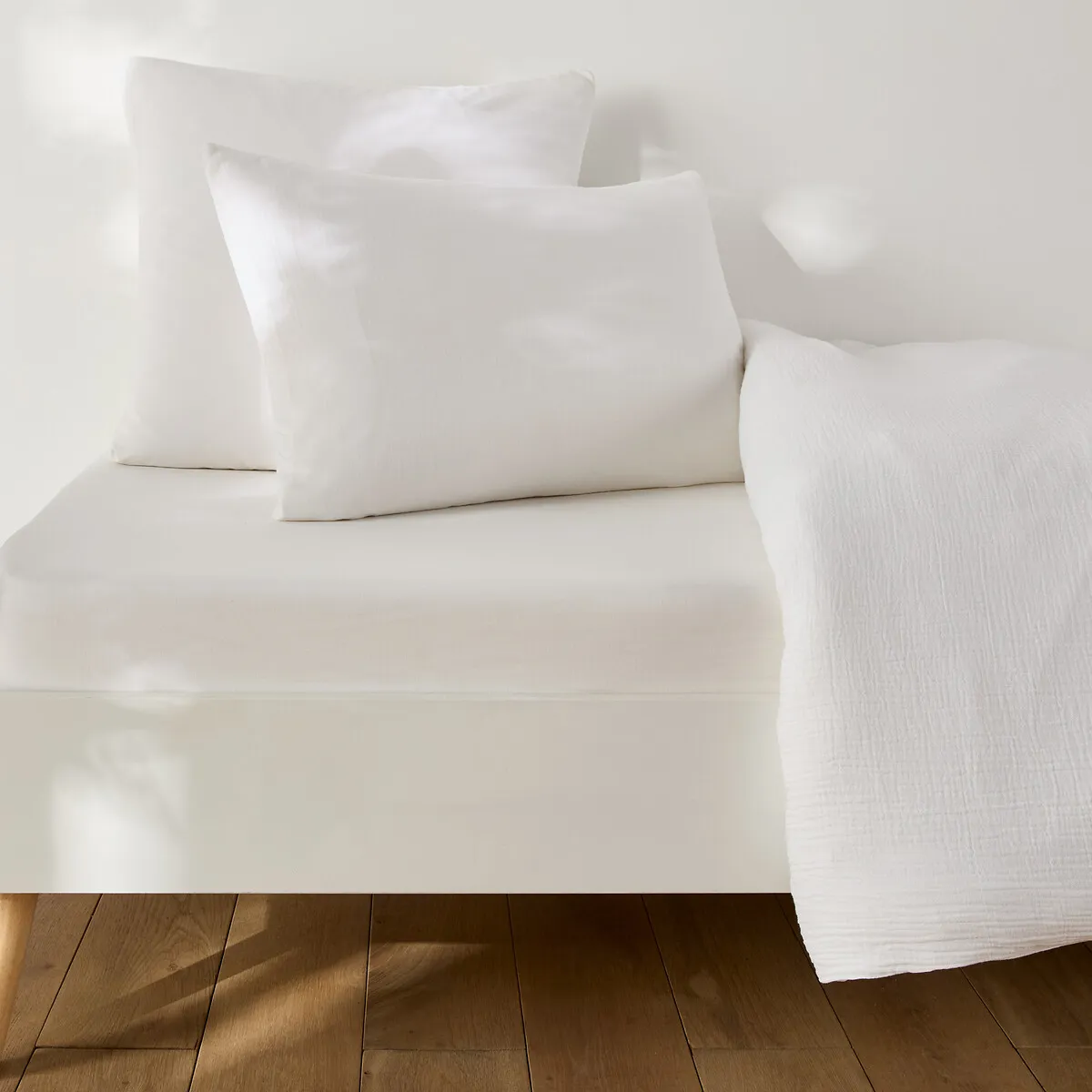 Drap-housse Enfant Uni, En Coton Lavé, Bonnet 30 Cm, KUMCO