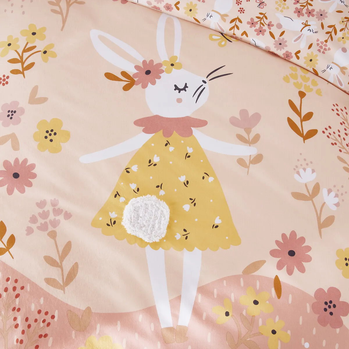 Housse De Couette Coton Biologique, Lapin Fleuri — vue 3