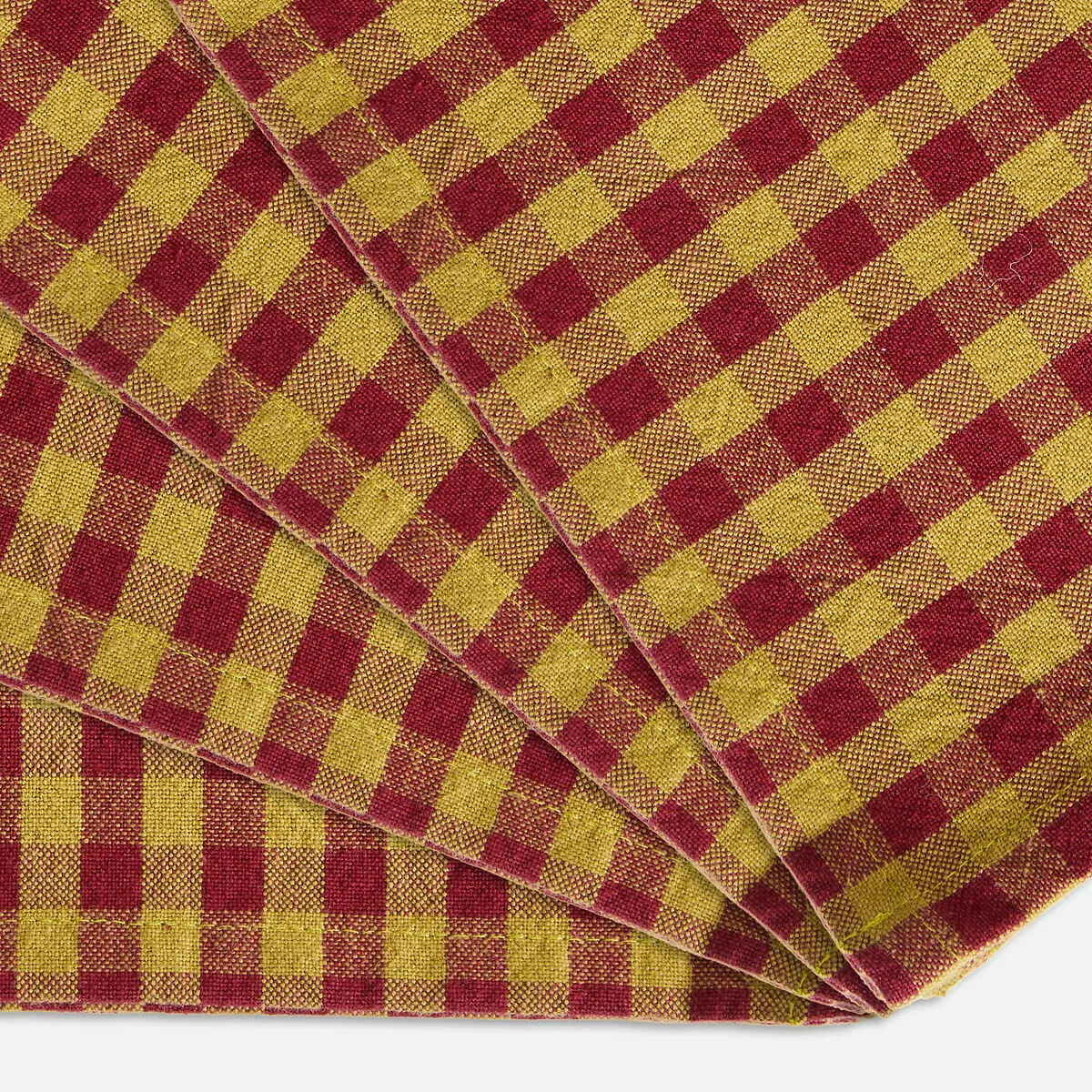 Lot De 4 Serviettes De Table À Carreaux, En Coton Tissé Teint, BETHANY BICOLORE — vue 3