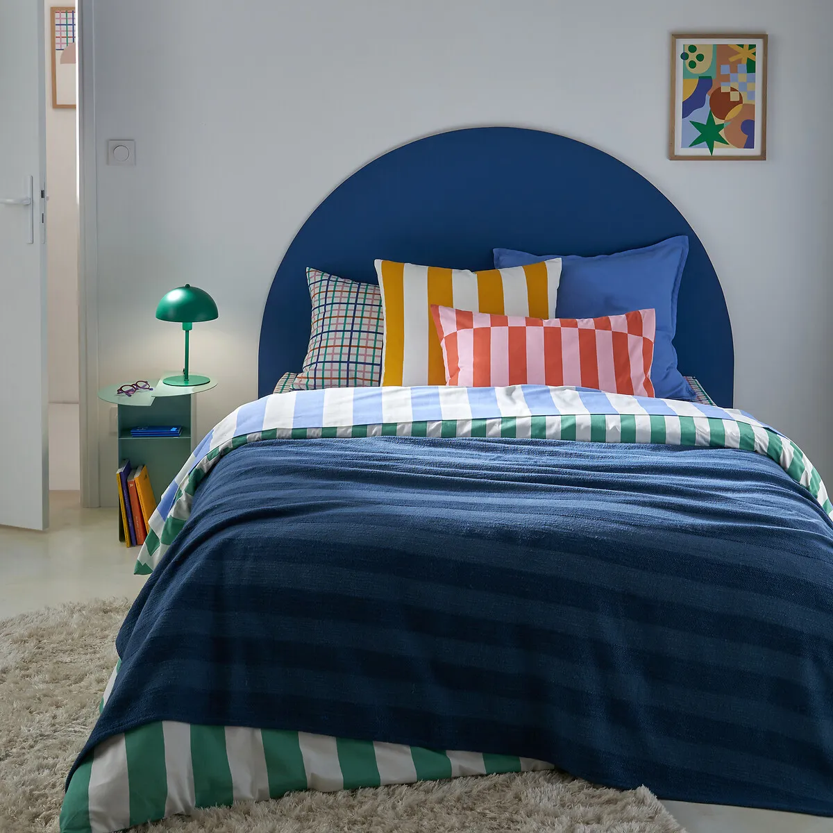 Drap Plat En Coton, HENDAYE BLEU — vue 3