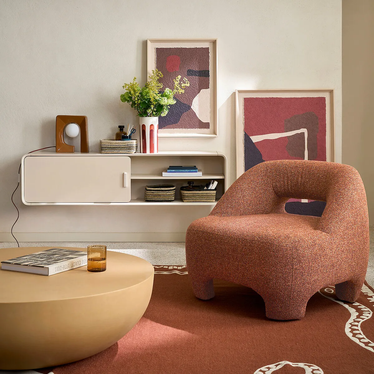 Fauteuil Compact Rembourré, Gainé De Tissu Texturé, INAGA — vue 3