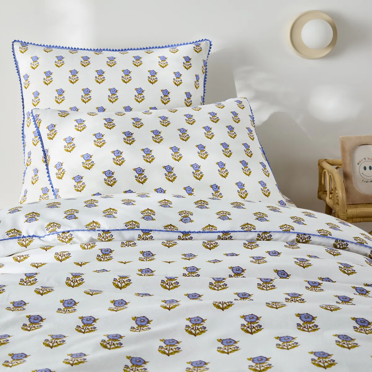 Housse De Couette Enfant, En Coton Lavé, Imprimé Fleurs, DIMANI