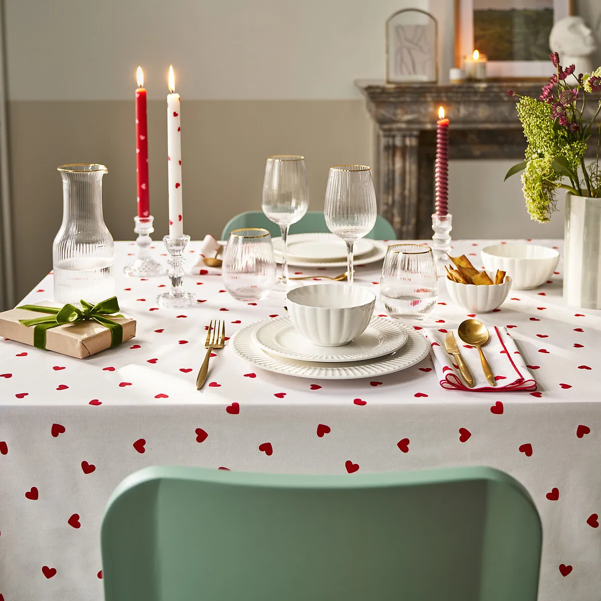 Nappe En Coton, Imprimé Cœurs, SCACCO — vue 3