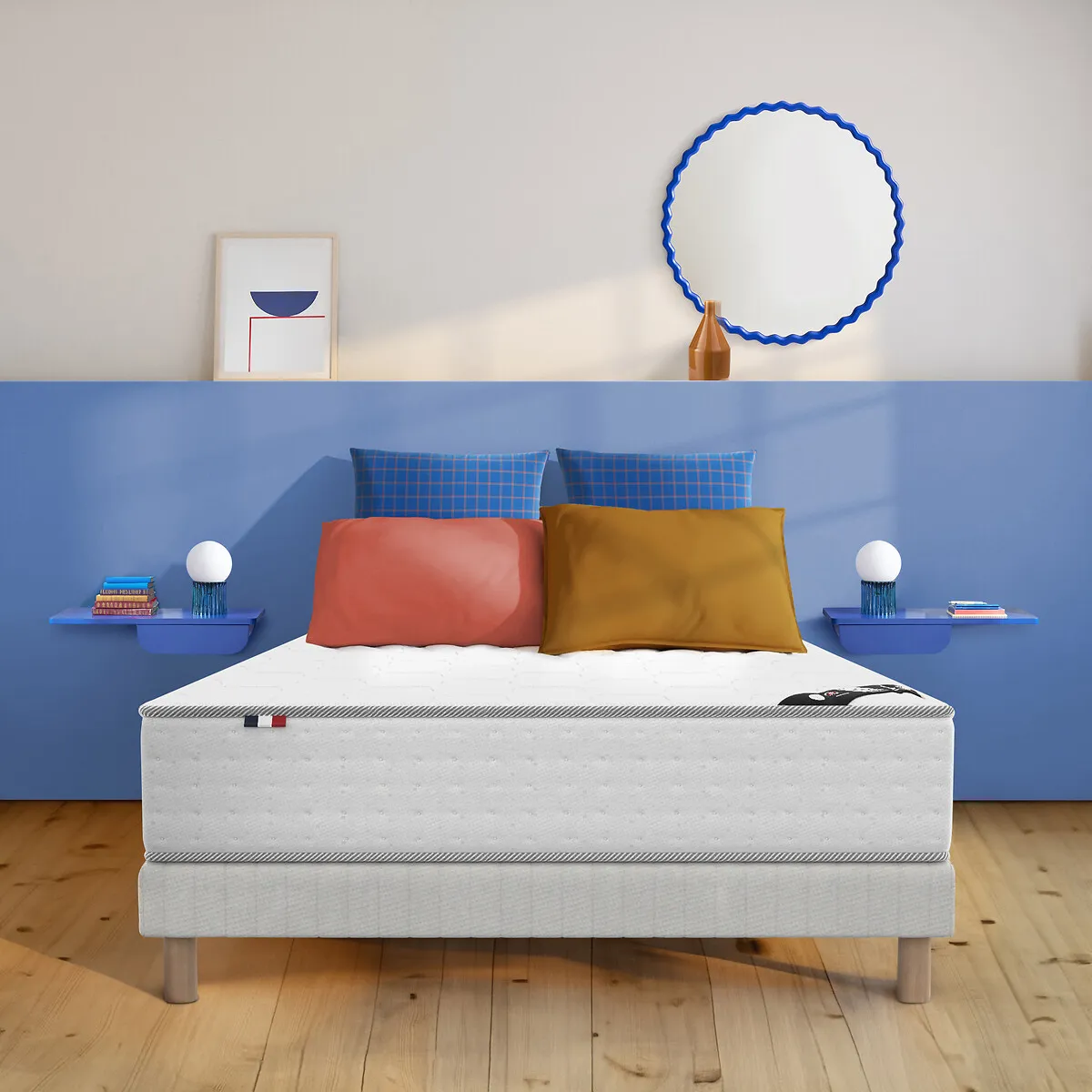 Matelas Premium, 828 Ressorts, 7 Zones, Ferme, Accueil Moelleux, Traité Non Feu
