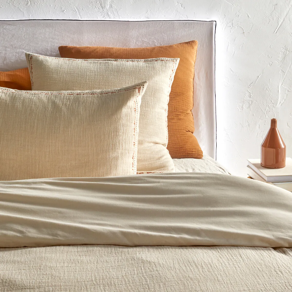 Housse De Couette Biface Gaze De Lin/coton Thesari